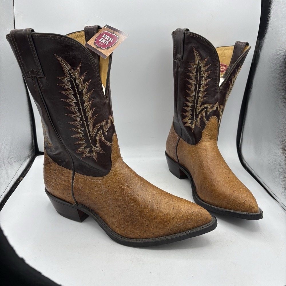 Nocona Boots Mens Size 11 EEE Ostrich Leather Western Cowboy Brown 7093213303